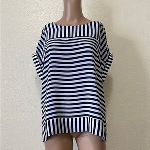 Christopher & Banks Navy and White Striped Women's Top